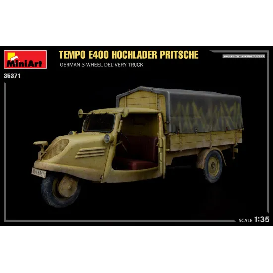 Miniart 35371 - 1/35 - Tempo E400 Hochlader Pritsche German 3 Wheel Delivery Truck