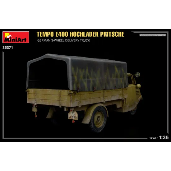 Miniart 35371 - 1/35 - Tempo E400 Hochlader Pritsche German 3 Wheel Delivery Truck