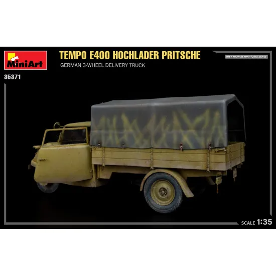 Miniart 35371 - 1/35 - Tempo E400 Hochlader Pritsche German 3 Wheel Delivery Truck