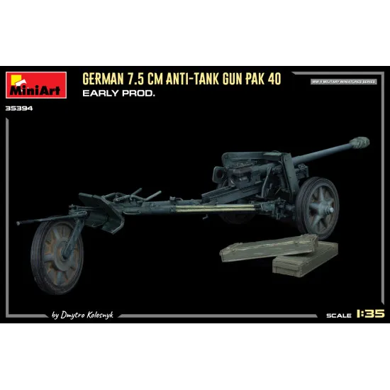 Miniart 35394 - 1/35 - German 7 5cm Anti Tank Gun Pak 40 Early Prod Armor Kit