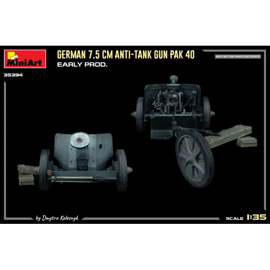 Miniart 35394 - 1/35 - German 7 5cm Anti Tank Gun Pak 40 Early Prod Armor Kit