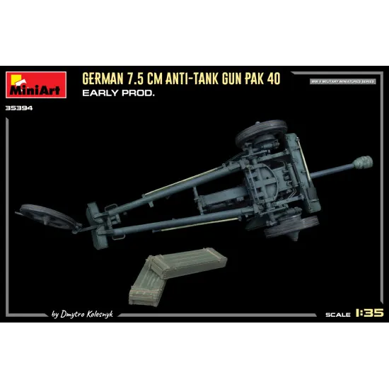 Miniart 35394 - 1/35 - German 7 5cm Anti Tank Gun Pak 40 Early Prod Armor Kit