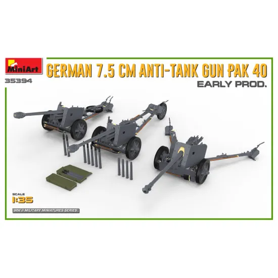 Miniart 35394 - 1/35 - German 7 5cm Anti Tank Gun Pak 40 Early Prod Armor Kit