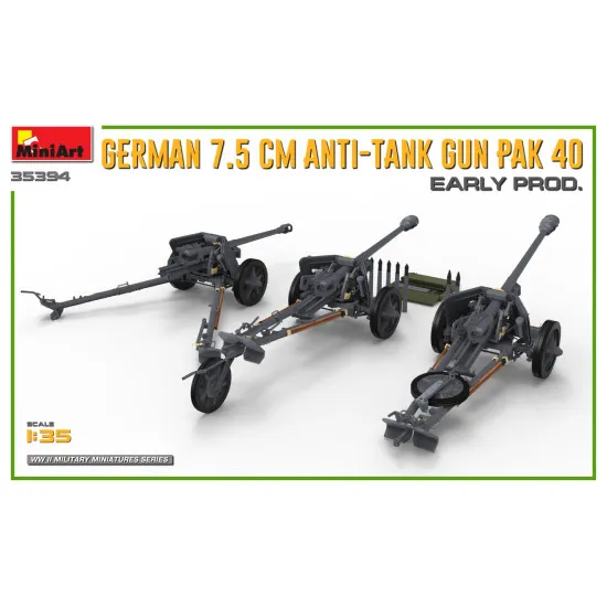 Miniart 35394 - 1/35 - German 7 5cm Anti Tank Gun Pak 40 Early Prod Armor Kit