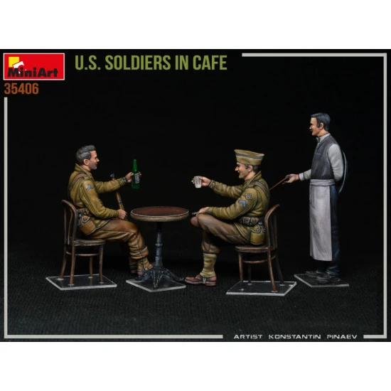 Miniart 35406 - 1/35 - U S Soldiers In Cafe Plastic Soldiers Kit