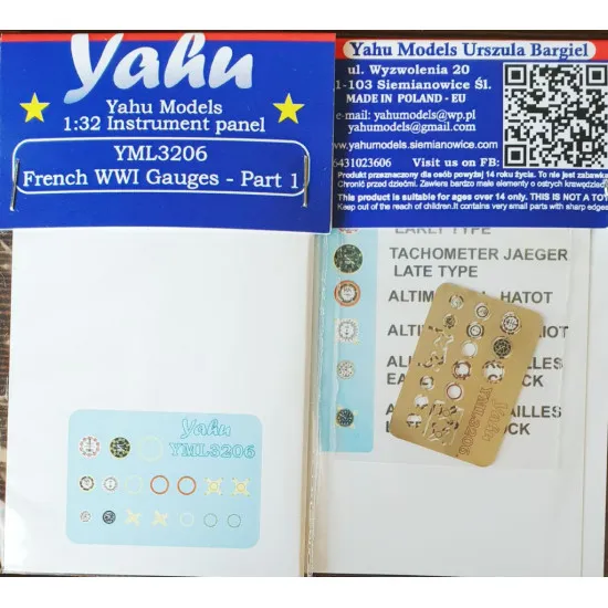 Yahu Model Yml3206 1/32 French Ww1 Gauges Part 1 Accessories For Aircraft Yahu Model Yml3206 1/32 French Ww1 Gauges Part 1 Accessories For Aircraft