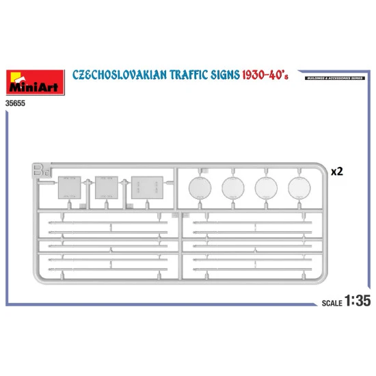 Miniart 35655 - 1/35 - Czechoslovakian Traffic Signs 1930 40 S Diorama Model Kit