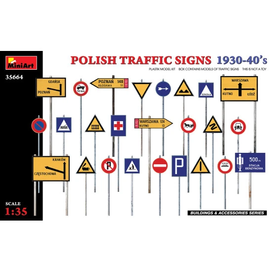 Miniart 35664 - 1/35 - Polish Traffic Signs 1930 40s Plastic Model Accessories