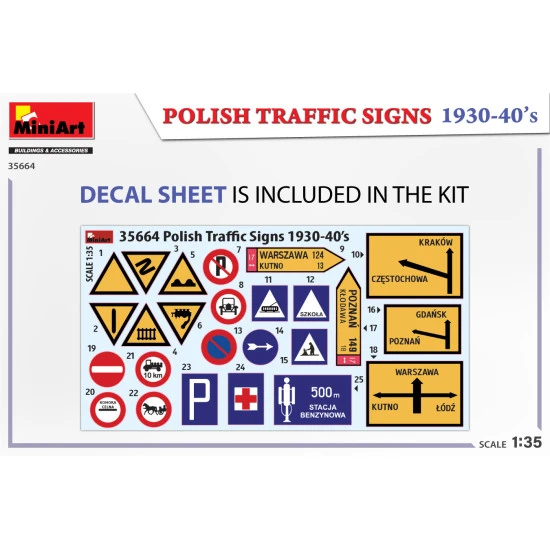 Miniart 35664 - 1/35 - Polish Traffic Signs 1930 40s Plastic Model Accessories