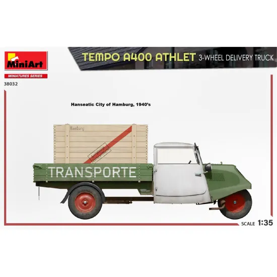 Miniart 38032 - 1/35 - Tempo A400 Athlet 3 Wheel Delivery Truck Vehicle Kit