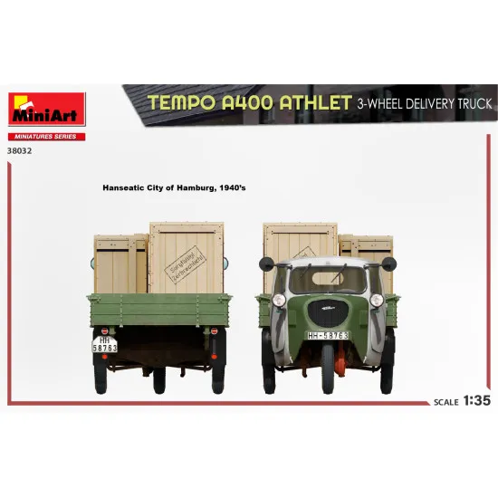Miniart 38032 - 1/35 - Tempo A400 Athlet 3 Wheel Delivery Truck Vehicle Kit