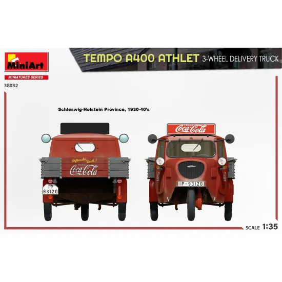 Miniart 38032 - 1/35 - Tempo A400 Athlet 3 Wheel Delivery Truck Vehicle Kit