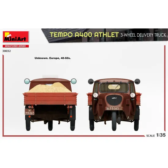 Miniart 38032 - 1/35 - Tempo A400 Athlet 3 Wheel Delivery Truck Vehicle Kit