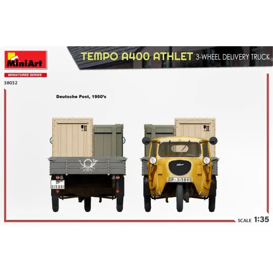 Miniart 38032 - 1/35 - Tempo A400 Athlet 3 Wheel Delivery Truck Vehicle Kit
