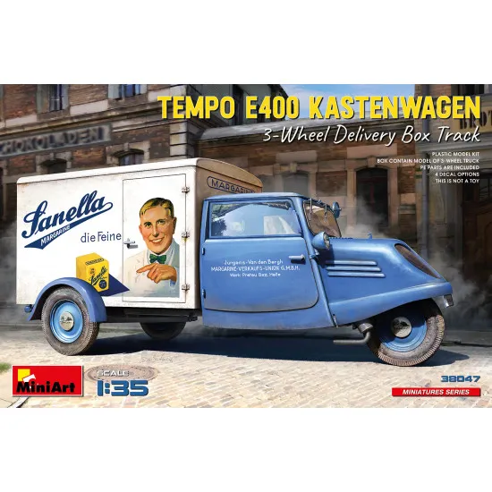 Miniart 38047 - 1/35 - Tempo E400 Kastenwagen 3 Wheel Delivery Box Track Model