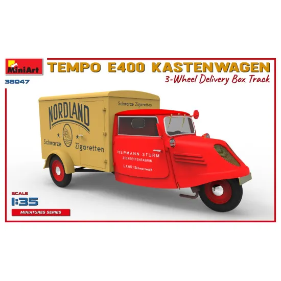 Miniart 38047 - 1/35 - Tempo E400 Kastenwagen 3 Wheel Delivery Box Track Model