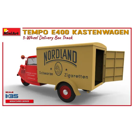 Miniart 38047 - 1/35 - Tempo E400 Kastenwagen 3 Wheel Delivery Box Track Model