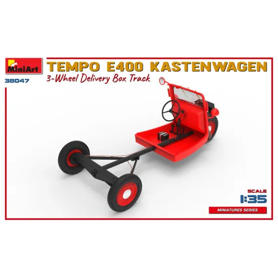 Miniart 38047 - 1/35 - Tempo E400 Kastenwagen 3 Wheel Delivery Box Track Model