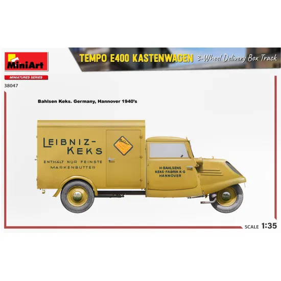 Miniart 38047 - 1/35 - Tempo E400 Kastenwagen 3 Wheel Delivery Box Track Model