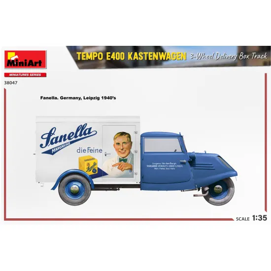 Miniart 38047 - 1/35 - Tempo E400 Kastenwagen 3 Wheel Delivery Box Track Model