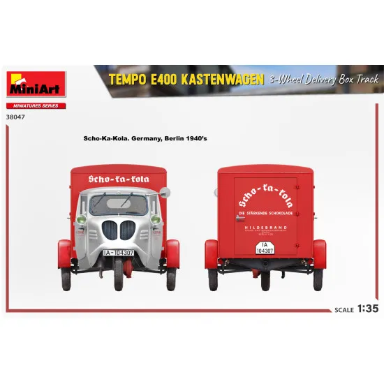 Miniart 38047 - 1/35 - Tempo E400 Kastenwagen 3 Wheel Delivery Box Track Model