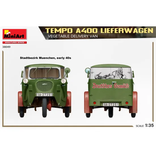 Miniart 38049 - 1/35 - Tempo A400 Lieferwagen Vegetable Delivery Van Vehicle Kit