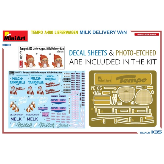 Miniart 38057 - 1/35 - Tempo A400 Lieferwagen Milk Delivery Van Vehicle Kit