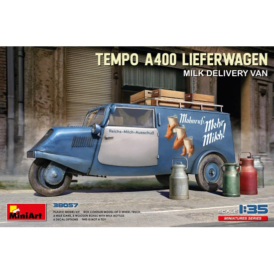 Miniart 38057 - 1/35 - Tempo A400 Lieferwagen Milk Delivery Van Vehicle Kit
