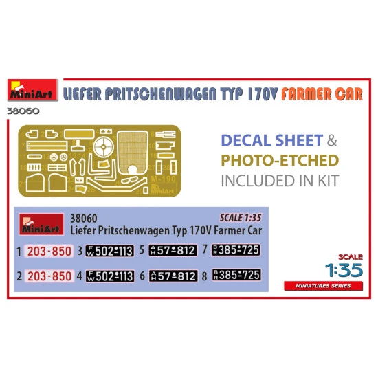 Miniart 38060 - 1/35 - Liefer Pritschenwagen Typ 170v Farmer Car Model Kit