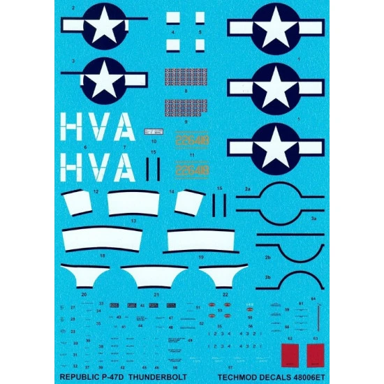 Techmod 48006 1/48 Republic P-47d Thunderbolt Usaf 1944 Wet Decal Wwii