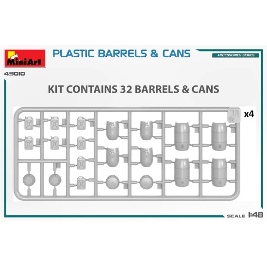 Miniart 49010 - 1/48 - Plastic Barrels Cans Plastic Model Accessories