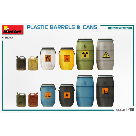 Miniart 49010 - 1/48 - Plastic Barrels Cans Plastic Model Accessories