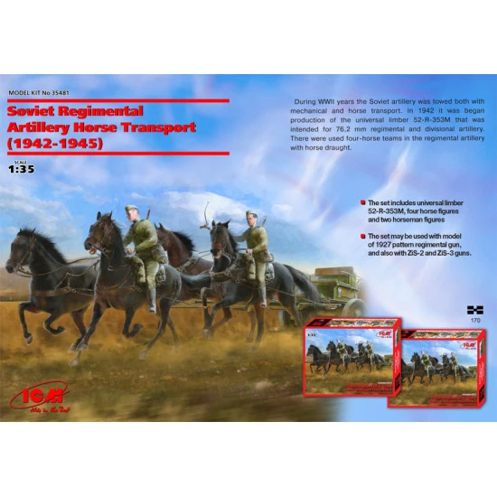 Soviet Regimental Artillery Horse Transport (1943-1945) 1/35 ICM 35481 Soviet Regimental Artillery Horse Transport (1943-1945) 1/35 ICM 35481