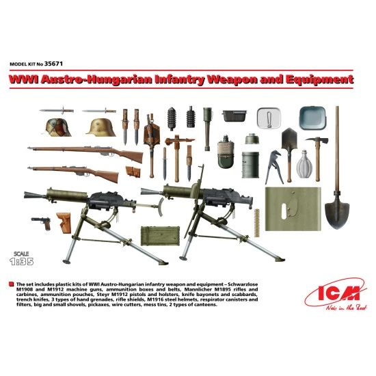 WWI Austro-Hungarian Infantry, Weapon and Equipment  1/35 ICM 35671