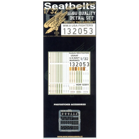 Hgw 132053 1/32 Textile Seatbelts For Us Fighters 2 Sets Wwii Era