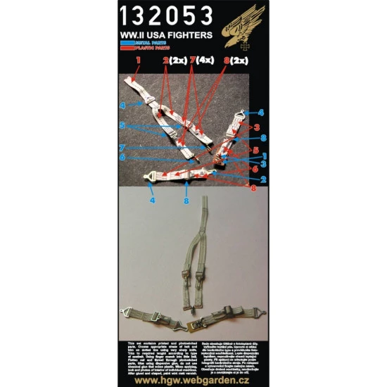 Hgw 132053 1/32 Textile Seatbelts For Us Fighters 2 Sets Wwii Era