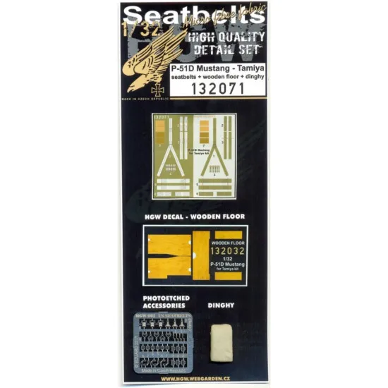 Hgw 132071 1/32 Textile Seatbelts For P-51d Mustang Dinghy Resin Pillow Tamiya