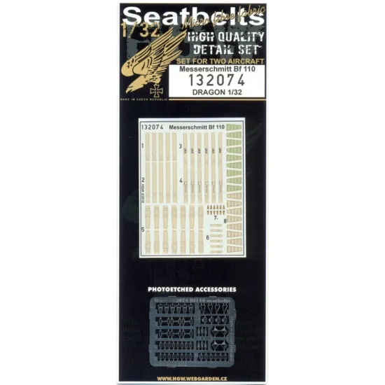 Hgw 132074 1/32 Textile Seat Belts For Messerschmitt Bf 110 2 Sets For Dragon