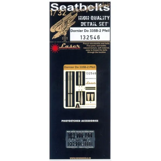 Hgw 132546 1/32 Seatbelts For Dornier Do 335b-2 Pfeil Pre-cut Laser Hk Models