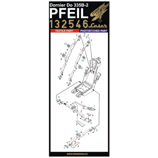 Hgw 132546 1/32 Seatbelts For Dornier Do 335b-2 Pfeil Pre-cut Laser Hk Models