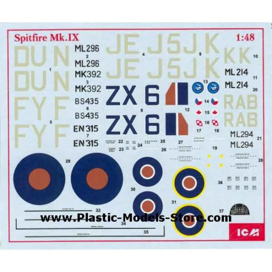 Spitfire Mk.IX aircfraft WWII 1/48 ICM 48061