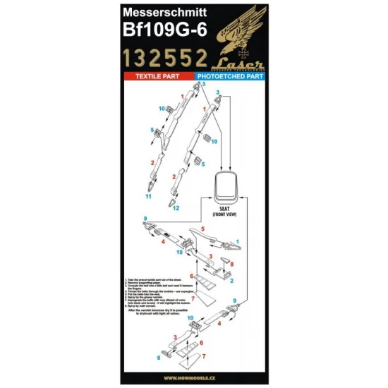 Hgw 132552 1/32 Seatbelts For Messerschmitt Bf 109g-6 Pre-cut Laser Revell