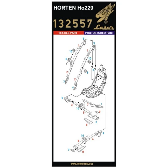 Hgw 132557 1/32 Seatbelts For Horten Ho 229 Pre-cut Laser Orlon Zoukei-mura