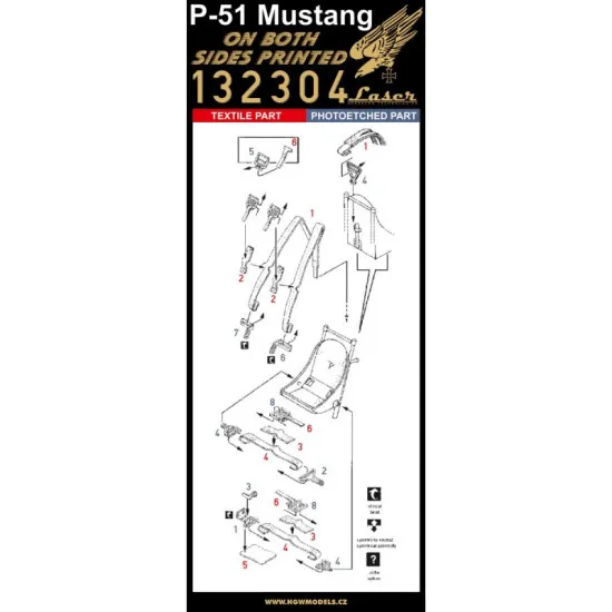 Hgw 132304 1/32 Seatbelts For P-51 Mustang Pre-cut Laser Double-sided Printing