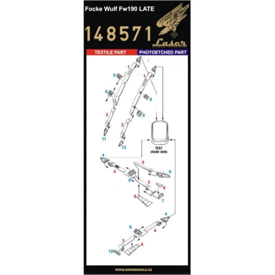 Hgw 148571 1/48 Seatbelts For Focke Wulf Fw190 Late Pre-cut Laser Accessories For Aircraft