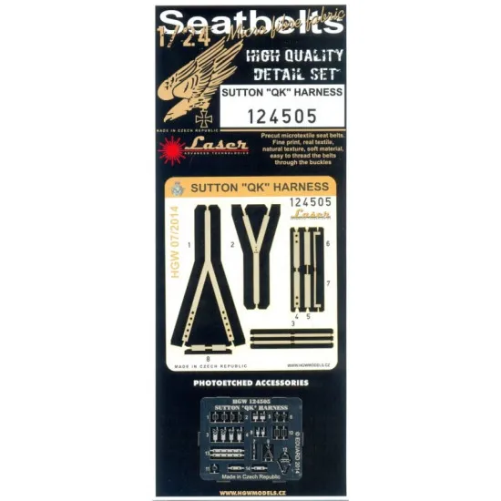 Hgw 124505 1/24 Seatbelts For Sutton Qk Harness Early Pre-cut Laser