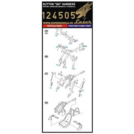 Hgw 124505 1/24 Seatbelts For Sutton Qk Harness Early Pre-cut Laser