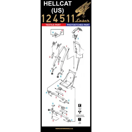 Hgw 124511 1/24 Seatbelts For F6f-5 Hellcat Pre-cut Laser Accessories Aircraft