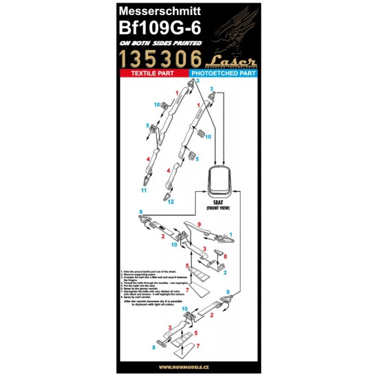 Hgw 135306 1/35 Seatbelts For Bf 109g-6 Pre-cut Laser For Border Model