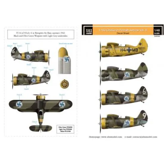 Sbs D48004 1/48 Polikarpov I 153 Chaika Finnish Air Force Wwii Vol Ii For Icm Kit Decal Model